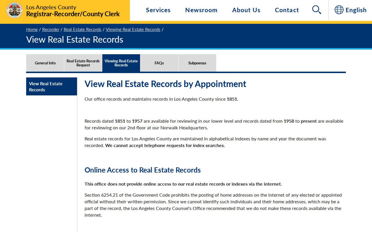 Lynwood people search county recorder viewing rules
