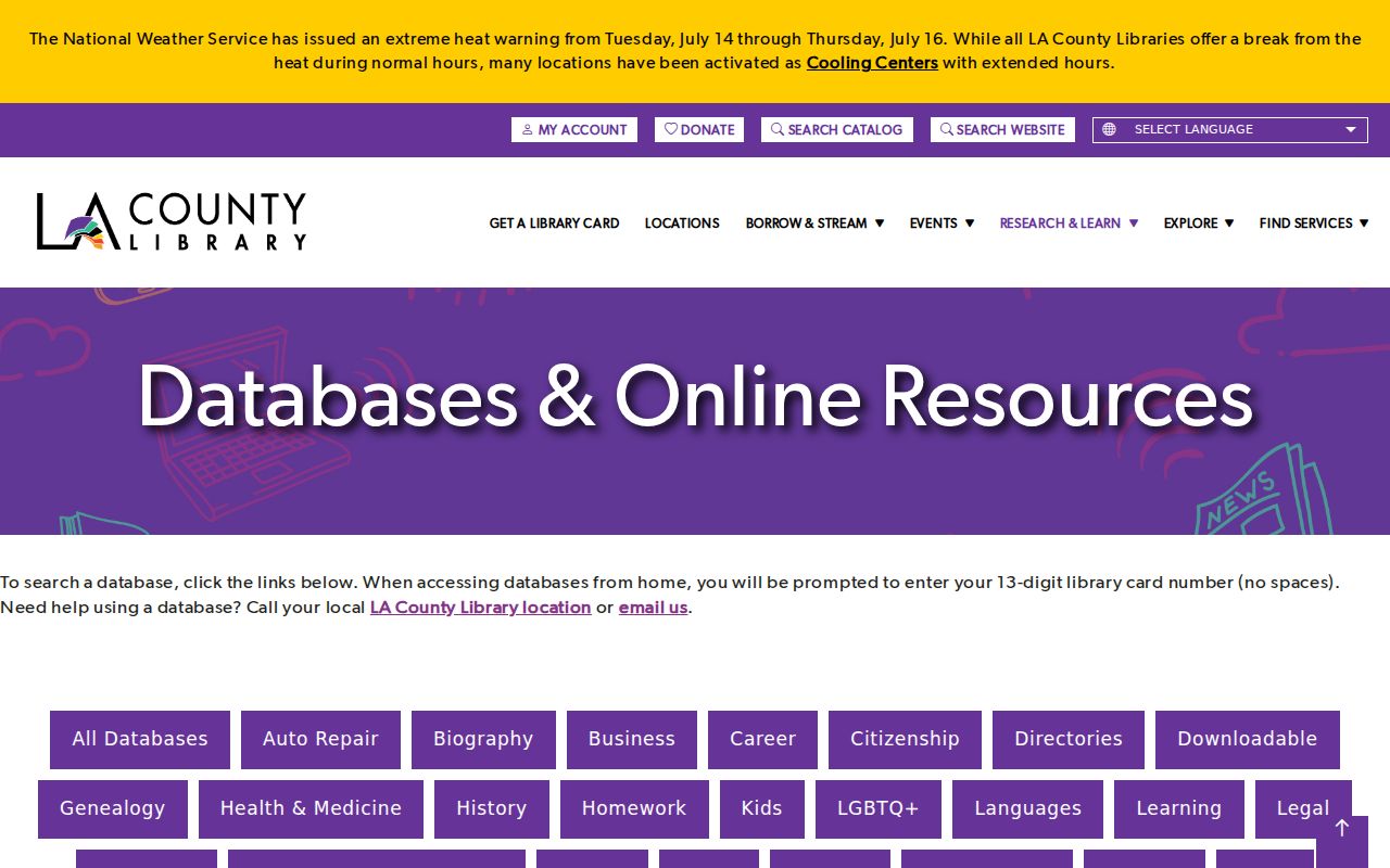 Lynwood people directories Los Angeles County Library databases