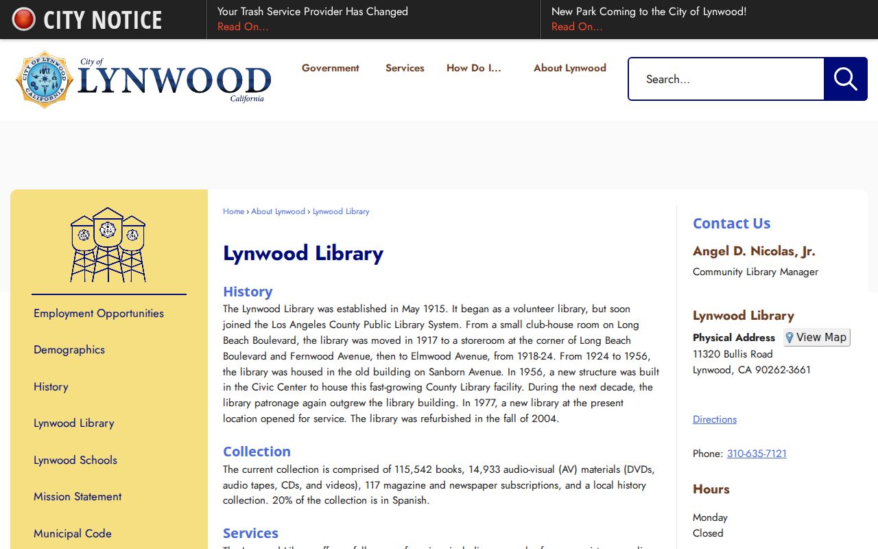 Lynwood people directories library history source
