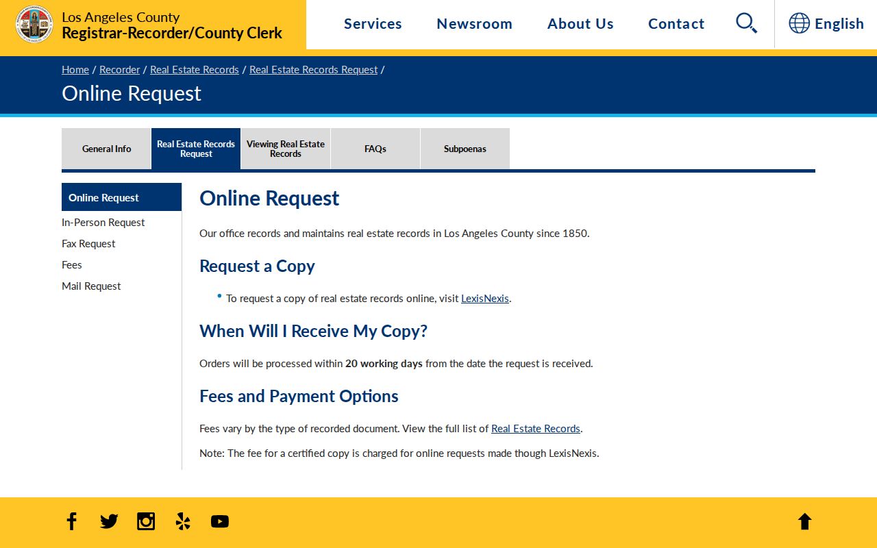 Lynwood public records real-estate copy request page